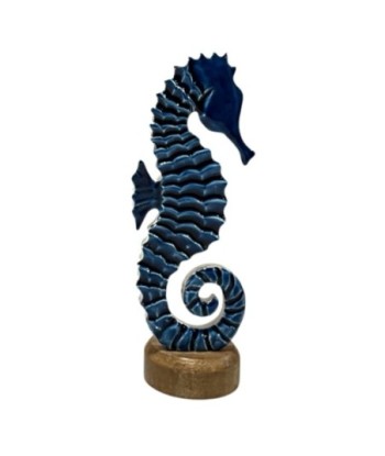Figura Decorativa Caballito de Mar Azul para Hogar, Estilo Marinero, Adorno de Madera, Ideal para Decoración