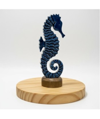 Figura Decorativa Caballito de Mar Azul para Hogar, Estilo Marinero, Adorno de Madera, Ideal para Decoración