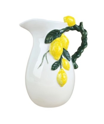 Jarra Decorativa Limones Cerámica, Jarra Amarilla para Bebidas, Jarra de Porcelana Estilo Mediterráneo, Jarra