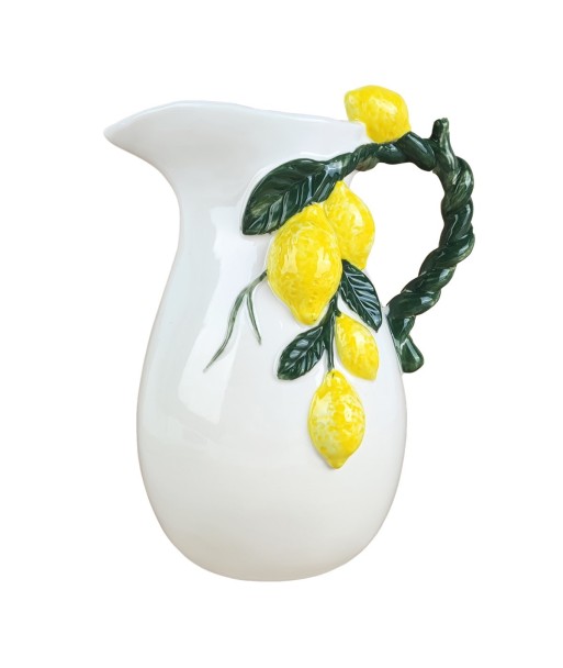 Jarra Decorativa Limones Cerámica, Jarra Amarilla para Bebidas, Jarra de Porcelana Estilo Mediterráneo, Jarra