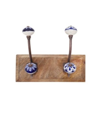 Percha de Madera con 2 Pomos para Decoración de Pared, Estilo Rústico, Ideal para Organización y Almacenamiento