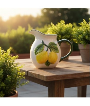 Jarra Decorativa Cerámica Limones Diseño Mediterráneo, Jarra de Agua para Cocina y Comedor, Regalo Original y
