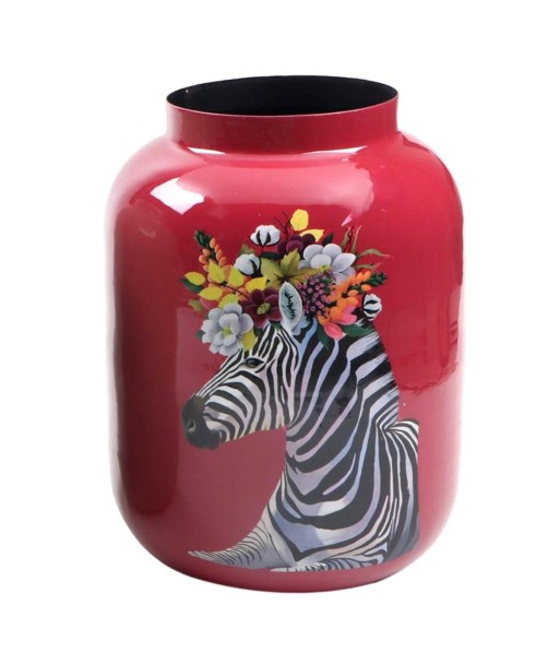 Jarrón Decorativo de Metal Diseño Cebra para Decoración Moderna - Ideal para Salón, Oficina o Regalo Original