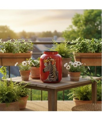 Jarrón Decorativo de Metal Diseño Cebra para Decoración Moderna - Ideal para Salón, Oficina o Regalo Original