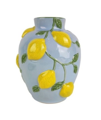 Jarrón Decorativo de Porcelana con Diseño de Limones para Decoración Interior, Perfecto para Cocina y Sala de