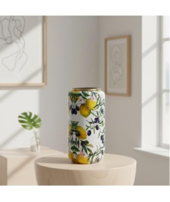 Jarrón Decorativo con Diseño de Limones y Aceitunas para Decoración de Interiores Jarrón Decorativo con Diseño de Limones y Aceitunas para Decoración de Interiores