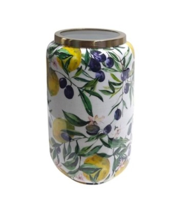 Jarrón Decorativo de Limones y Aceitunas - Estilo Mediterráneo para Decoración de Hogar - Accesorio Elegante