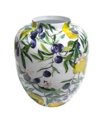 Jarrón Decorativo Limones y Aceitunas, Diseño Elegante para Hogar, Centro de Mesa Moderno, Decoración Interior