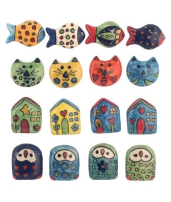 Imán Decorativo de Cerámica 16 Piezas, Diseño Étnico India, Regalo Perfecto para Hogar y Oficina