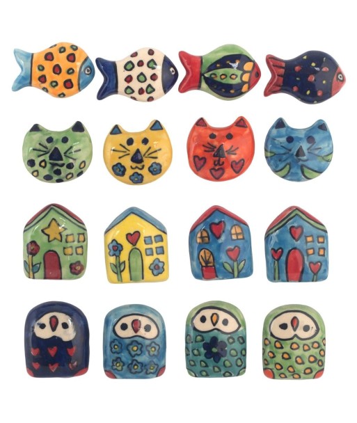 Imán Decorativo de Cerámica 16 Piezas, Diseño Étnico India, Regalo Perfecto para Hogar y Oficina