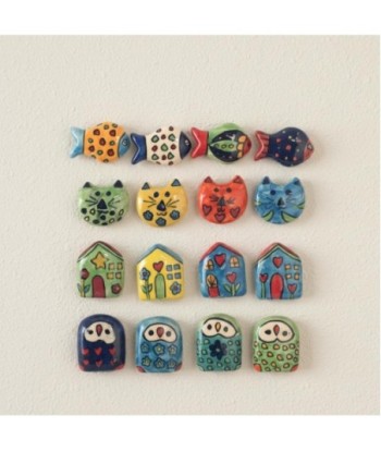 Imán Decorativo de Cerámica 16 Piezas, Diseño Étnico India, Regalo Perfecto para Hogar y Oficina