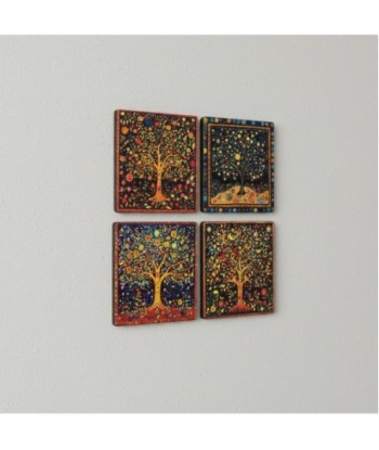Imán Decorativo Árbol de la Vida, Set de 4 Diseño Magnético, Regalo Original para Hogar y Oficina