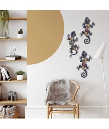 By SIGRIS Lagartos Medianos De Metal Incluye 2 Unidades Adorno Pared Jardín Colección Rústico Signes Grimalt Decor