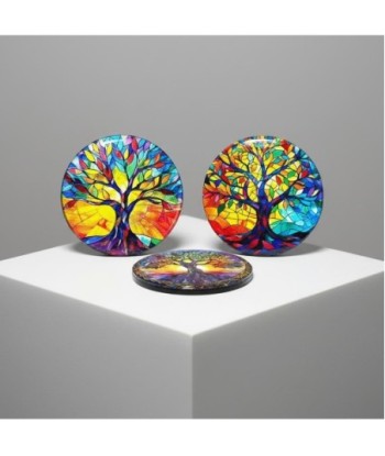 Imán Árbol de la Vida Decorativo - Set de 3 Piezas - Diseño Multicolor para Refrigerador, Oficina y Hogar