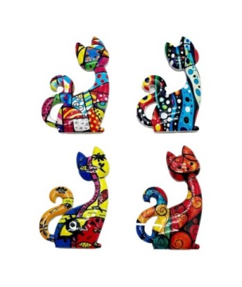 Imán Decorativo Multicolor para Gato, Set de 4, Ideal para Refrigerador y Pizarra, Regalo Original y Divertido
