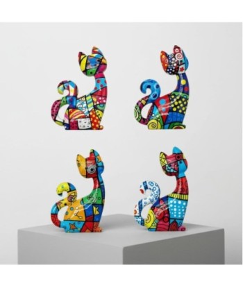 Imán Decorativo Multicolor para Gato, Set de 4, Ideal para Refrigerador y Pizarra, Regalo Original y Divertido