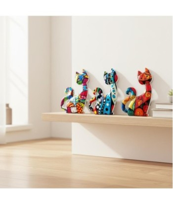 Imán Decorativo Multicolor para Gato, Set de 4, Ideal para Refrigerador y Pizarra, Regalo Original y Divertido