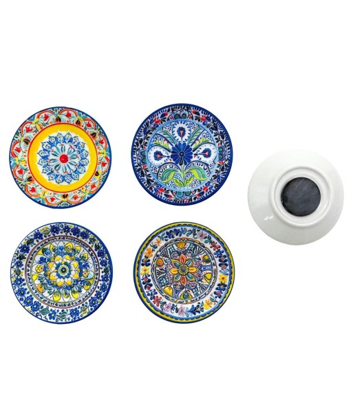 Imán Decorativo Hidráulico Multicolor Cerámica Estilo Mediterráneo 4 Diseños Únicos Adorno para Hogar y Oficina