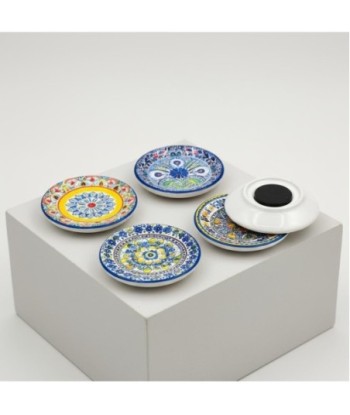Imán Decorativo Hidráulico Multicolor Cerámica Estilo Mediterráneo 4 Diseños Únicos Adorno para Hogar y Oficina