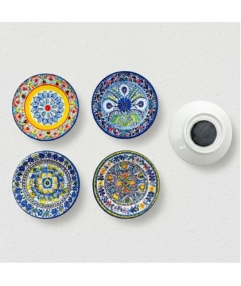 Imán Decorativo Hidráulico Multicolor Cerámica Estilo Mediterráneo 4 Diseños Únicos Adorno para Hogar y Oficina