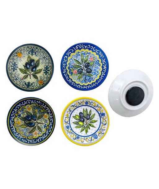 Imán Decorativo Cerámica Diseño Olivo - Set 4 Piezas - Ideal para Cocina y Nevera - Decoración Hogar Moderna