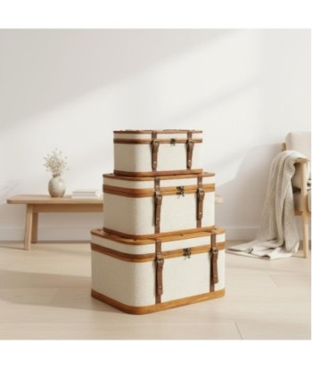 Set de 3 Maletas Decorativas Vintage para Almacenaje, Estilo Bohemio, Ideal para Decoración del Hogar y Organización