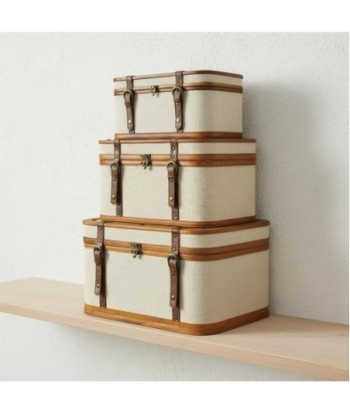 Set de 3 Maletas Decorativas Vintage para Almacenaje, Estilo Bohemio, Ideal para Decoración del Hogar y Organización