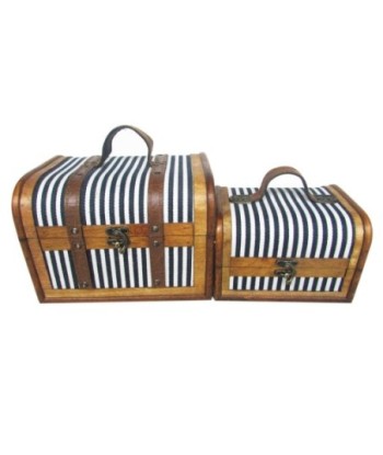 Set de 2 Maletas Decorativas Vintage, Almacenaje de Madera y Polipiel, Diseño Bohemio, Ideal para Hogar u Oficina