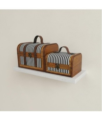 Set de 2 Maletas Decorativas Vintage, Almacenaje de Madera y Polipiel, Diseño Bohemio, Ideal para Hogar u Oficina