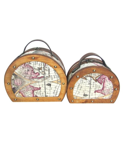 Juego de 2 maletas decorativas vintage, diseño mapa del mundo, ideales para almacenamiento y decoración del hogar