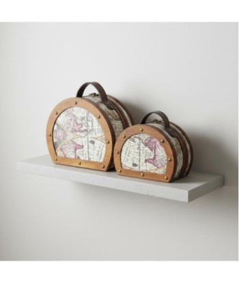 Juego de 2 maletas decorativas vintage, diseño mapa del mundo, ideales para almacenamiento y decoración del hogar