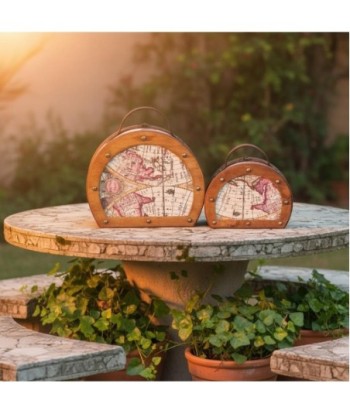Juego de 2 maletas decorativas vintage, diseño mapa del mundo, ideales para almacenamiento y decoración del hogar