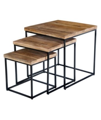 Mesas Nido Decorativas de Madera y Metal, Juego de 3, Modernas y Versátiles, Mesas Auxiliares para Sala de Estar