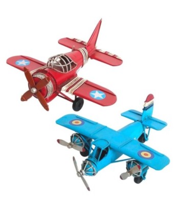 Modelo de Avión Vintage de Metal Multicolor - Decoración Retro para Hogar y Oficina - Coleccionable de Modelismo