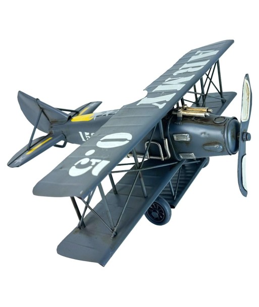 Modelo de Avión Vintage de Metal Azul, Regalo Ideal para Entusiastas de la Aviación y Decoración del Hogar