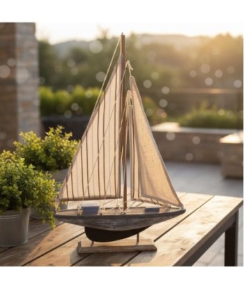 Modelo de Barco Velero Decorativo de Madera para Hogar y Oficina, Diseño Náutico Realista, Ideal para Regalos
