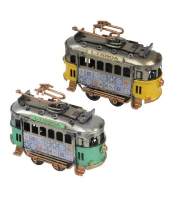 Tranvía Vintage de Metal - Miniatura Decorativa Multicolor - Regalo Ideal para Coleccionistas y Amantes del Modelismo