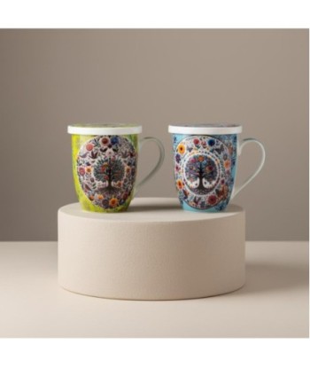 Mug de Porcelana con Filtro de Árbol, Ideal para Té, Regalo Perfecto con Caja, Diseño Exclusivo para Amantes