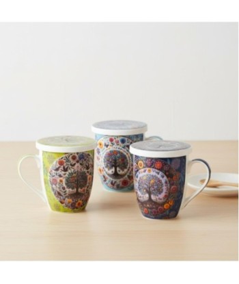 Mug de Porcelana con Filtro de Árbol, Ideal para Té, Regalo Perfecto con Caja, Diseño Exclusivo para Amantes