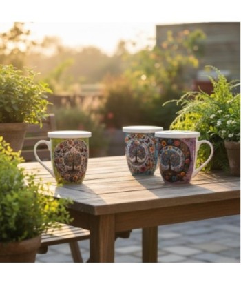 Mug de Porcelana con Filtro de Árbol, Ideal para Té, Regalo Perfecto con Caja, Diseño Exclusivo para Amantes
