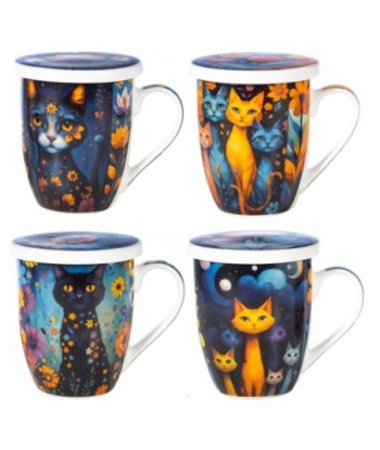 Taza de Gato con Filtro y Caja de Regalo, Ideal para Té, Diseño Creativo para Amantes de los Gatos, Perfecto