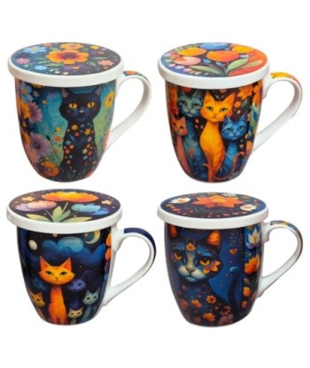 Taza de Gato con Filtro y Caja de Regalo, Ideal para Té, Diseño Creativo para Amantes de los Gatos, Perfecto