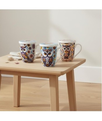 Exclusivo Mug con Filtro de Té Diseño Búho, Ideal para Regalo, Incluye Caja Decorativa, Perfecto para Amantes