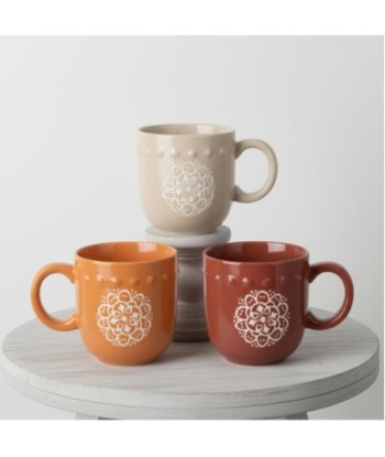 Mug de Porcelana Bohemio, Set de 3 Tazas de Café, Diseño Moderno para Decoración de Cocina y Oficina, Ideal para