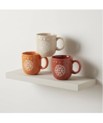 Mug de Porcelana Bohemio, Set de 3 Tazas de Café, Diseño Moderno para Decoración de Cocina y Oficina, Ideal para