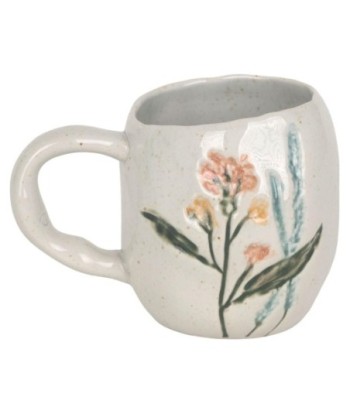 Mug de Flores Diseño Bohemio, Taza de Gres para Café o Té, Regalo Original para Amantes de la Decoración, Hogar