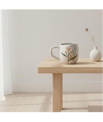 Mug de Flores Diseño Bohemio, Taza de Gres para Café o Té, Regalo Original para Amantes de la Decoración, Hogar Mug de Flores Diseño Bohemio, Taza de Gres para Café o Té, Regalo Original para Amantes de la Decoración, Hogar