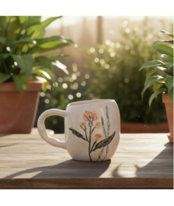Mug de Flores Diseño Bohemio, Taza de Gres para Café o Té, Regalo Original para Amantes de la Decoración, Hogar Mug de Flores Diseño Bohemio, Taza de Gres para Café o Té, Regalo Original para Amantes de la Decoración, Hogar
