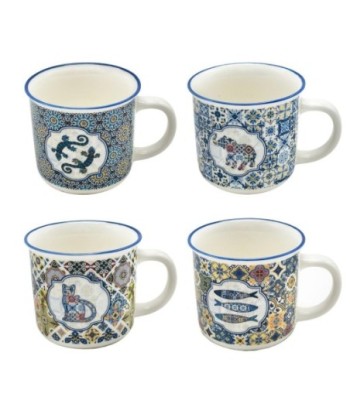 Taza de Cerámica Vintage Multicolor para Café, Té o Chocolate, Diseño Exclusivo, Ideal para Decoración y Regalo