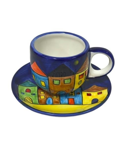 Elegante Taza de Café con Plato para Desayuno, Taza Cerámica con Diseño Moderno, Ideal para Té, Regalo Perfecto